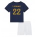 Cheap France Theo Hernandez #22 Home Football Kit Children World Cup 2022 Short Sleeve (+ pants)